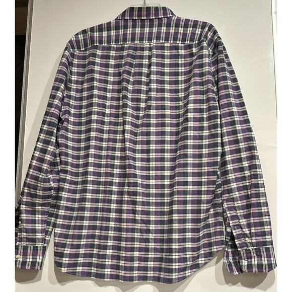 J.Crew Oxford Slim Men's Purple/Green Plaid Long Sleeve Button-Down XLarge - Picture 6 of 6